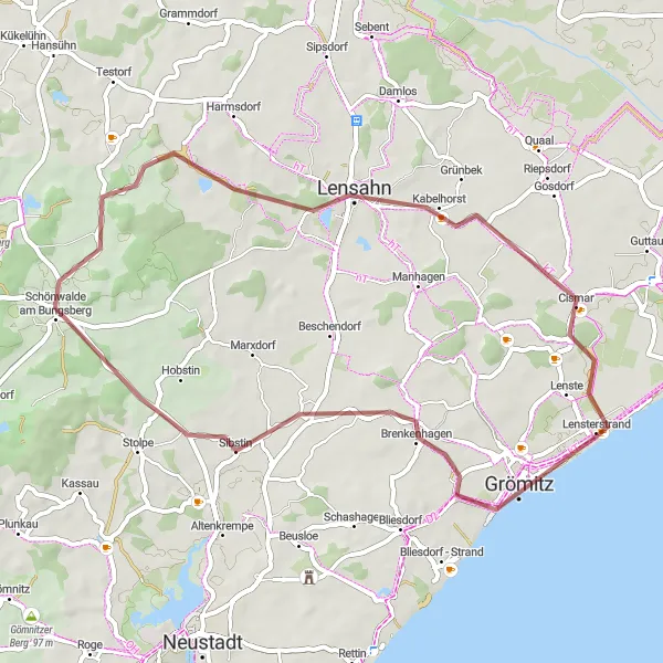 Map miniature of "Exploring Cismar and Lensahn" cycling inspiration in Schleswig-Holstein, Germany. Generated by Tarmacs.app cycling route planner