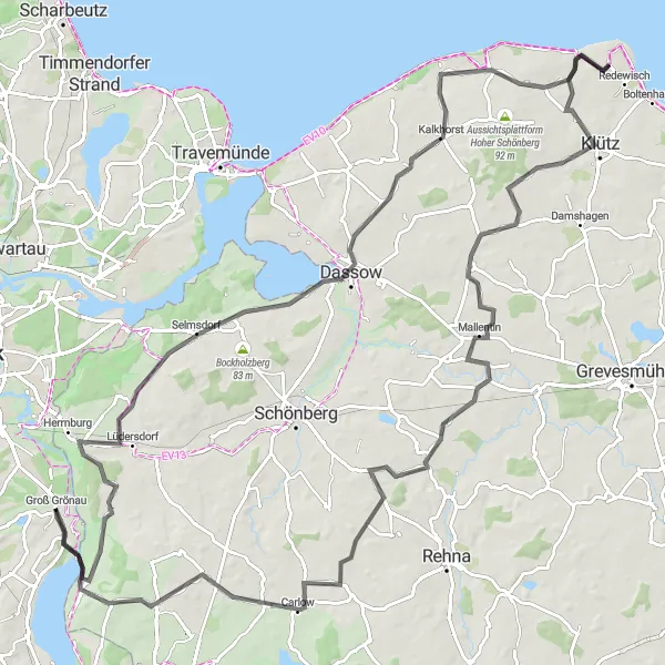 Karten-Miniaturansicht der Radinspiration "Radtour nach Kappenberg und Utecht" in Schleswig-Holstein, Germany. Erstellt vom Tarmacs.app-Routenplaner für Radtouren