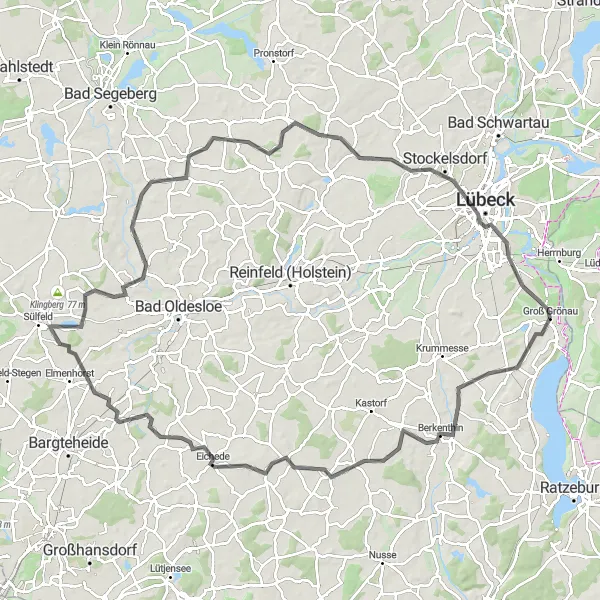 Karten-Miniaturansicht der Radinspiration "Natur und Vogelbeobachtung" in Schleswig-Holstein, Germany. Erstellt vom Tarmacs.app-Routenplaner für Radtouren