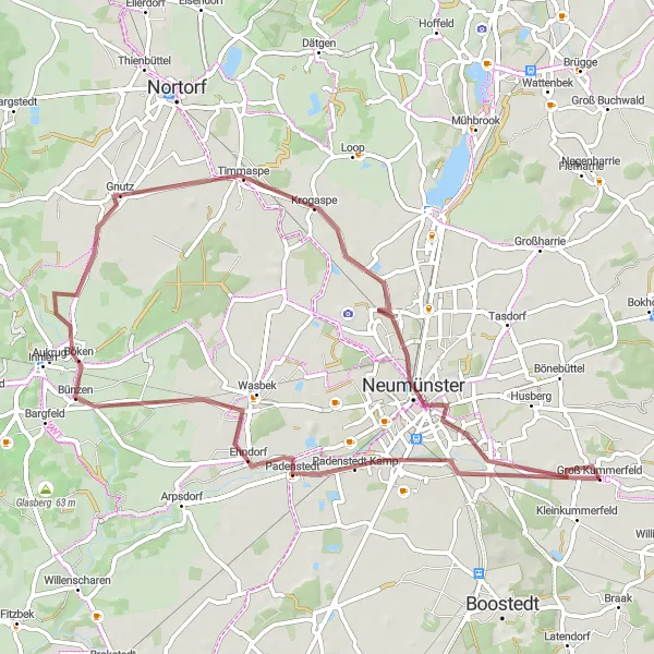 Map miniature of "Gravel exploration to Padenstedt and Neumünster" cycling inspiration in Schleswig-Holstein, Germany. Generated by Tarmacs.app cycling route planner