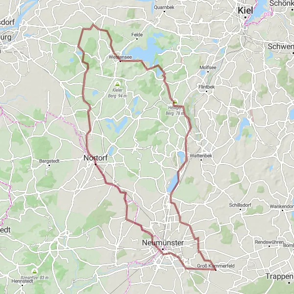 Map miniature of "Gravel Adventures" cycling inspiration in Schleswig-Holstein, Germany. Generated by Tarmacs.app cycling route planner