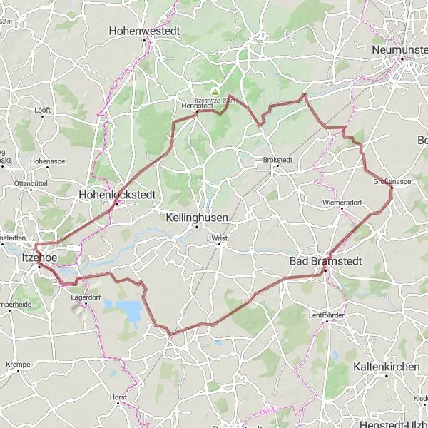 Map miniature of "Lockstedt Gravel Challenge" cycling inspiration in Schleswig-Holstein, Germany. Generated by Tarmacs.app cycling route planner