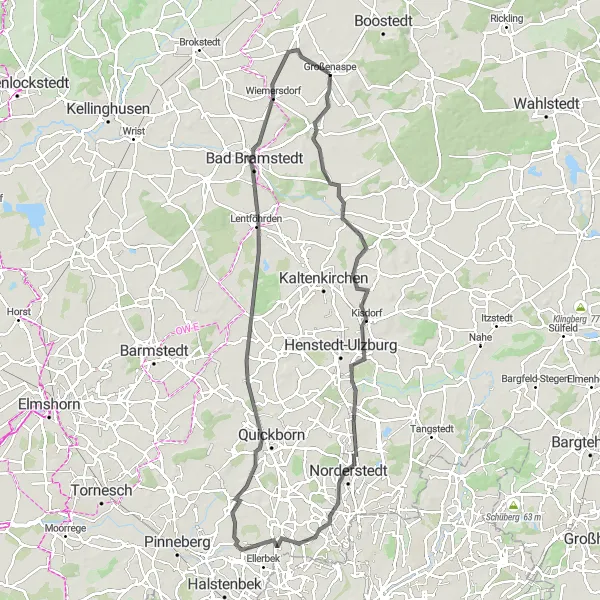 Map miniature of "Bönningstedt Loop" cycling inspiration in Schleswig-Holstein, Germany. Generated by Tarmacs.app cycling route planner