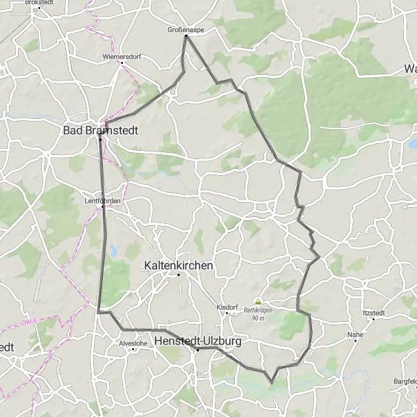 Karten-Miniaturansicht der Radinspiration "Idyllische Fahrt von Großenaspe nach Lentföhrden" in Schleswig-Holstein, Germany. Erstellt vom Tarmacs.app-Routenplaner für Radtouren