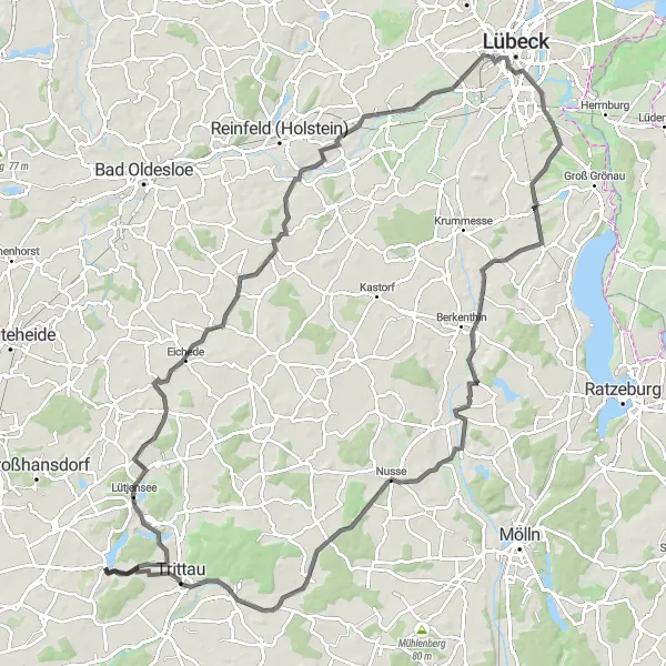 Karten-Miniaturansicht der Radinspiration "Radtour zum Malerwinkel" in Schleswig-Holstein, Germany. Erstellt vom Tarmacs.app-Routenplaner für Radtouren