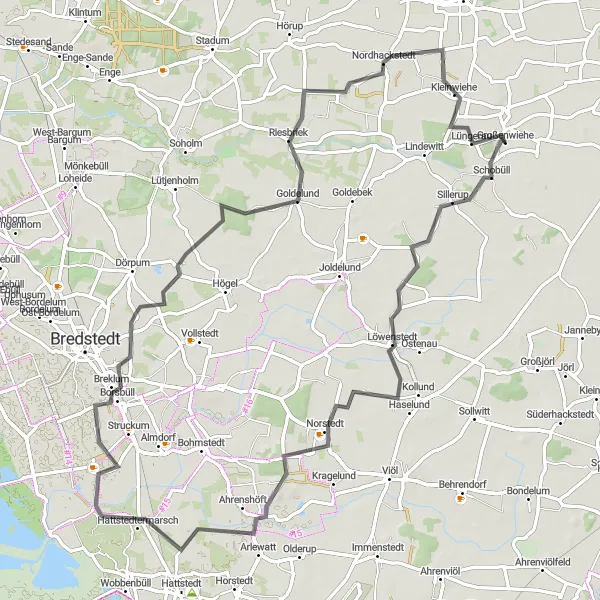 Map miniature of "Discover Schleswig-Holstein" cycling inspiration in Schleswig-Holstein, Germany. Generated by Tarmacs.app cycling route planner