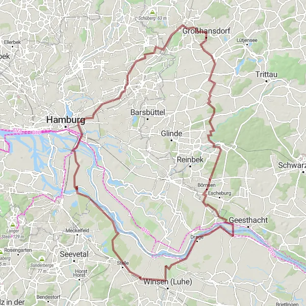 Map miniature of "Adventurous gravel route exploring nature reserves and landmarks" cycling inspiration in Schleswig-Holstein, Germany. Generated by Tarmacs.app cycling route planner