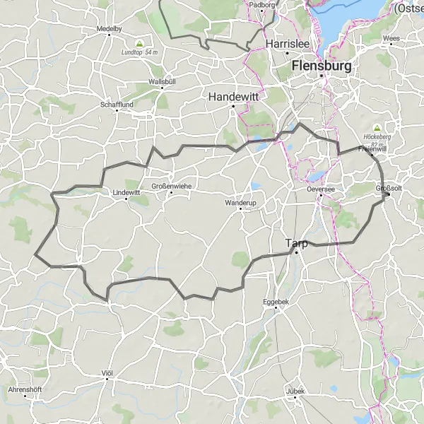 Karten-Miniaturansicht der Radinspiration "Rundtour nach Tarp" in Schleswig-Holstein, Germany. Erstellt vom Tarmacs.app-Routenplaner für Radtouren