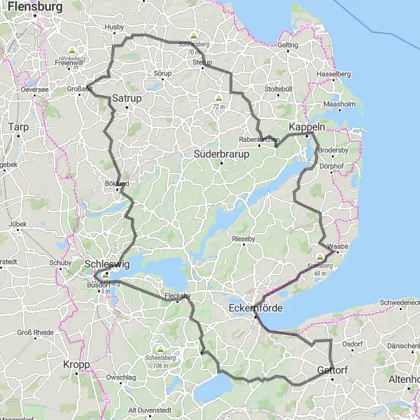 Map miniature of "Schleswig-Holstein Coastline" cycling inspiration in Schleswig-Holstein, Germany. Generated by Tarmacs.app cycling route planner