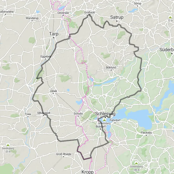 Karten-Miniaturansicht der Radinspiration "Rundfahrt von Großsolt nach Schleswig" in Schleswig-Holstein, Germany. Erstellt vom Tarmacs.app-Routenplaner für Radtouren