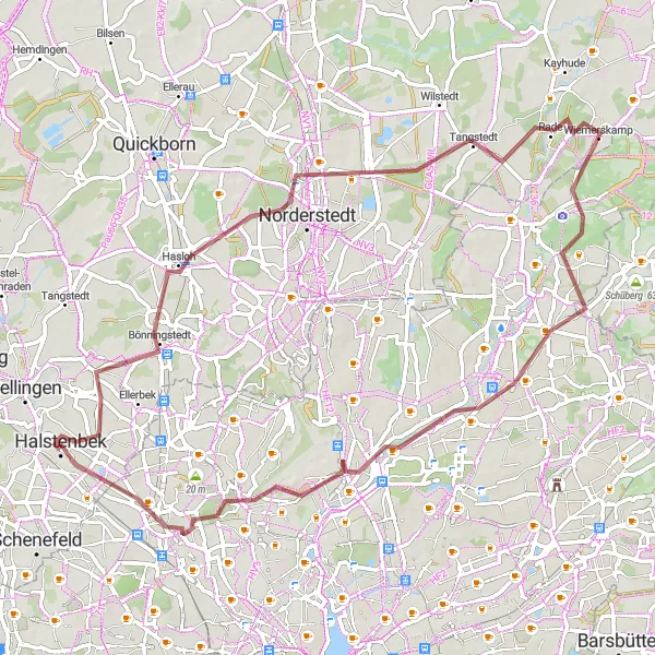 Map miniature of "Gravel Adventure to Stellingen" cycling inspiration in Schleswig-Holstein, Germany. Generated by Tarmacs.app cycling route planner