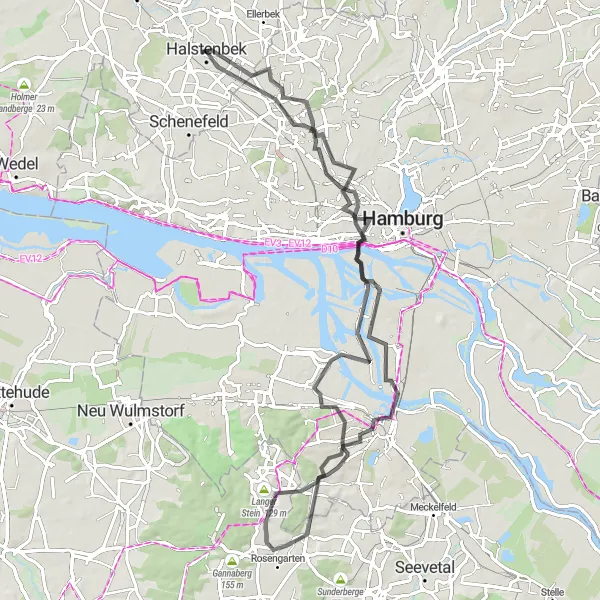 Map miniature of "Hamburg Discovery" cycling inspiration in Schleswig-Holstein, Germany. Generated by Tarmacs.app cycling route planner