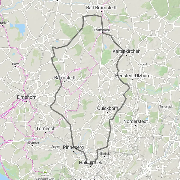 Karten-Miniaturansicht der Radinspiration "Rundtour von Halstenbek nach Pinneberg und Hasloh" in Schleswig-Holstein, Germany. Erstellt vom Tarmacs.app-Routenplaner für Radtouren