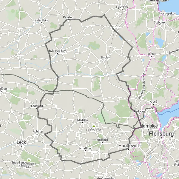 Karten-Miniaturansicht der Radinspiration "Rundtour durch Nordfriesland" in Schleswig-Holstein, Germany. Erstellt vom Tarmacs.app-Routenplaner für Radtouren