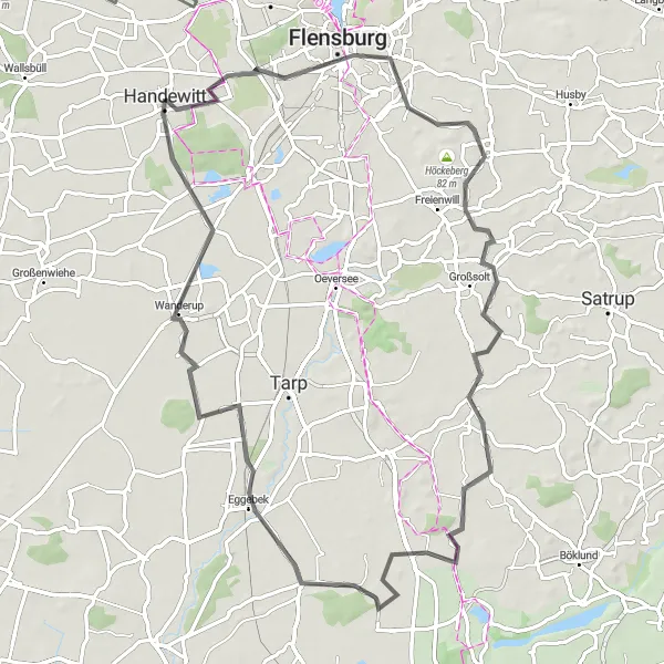 Karten-Miniaturansicht der Radinspiration "Fahrradroute Flensburg-Hürup" in Schleswig-Holstein, Germany. Erstellt vom Tarmacs.app-Routenplaner für Radtouren