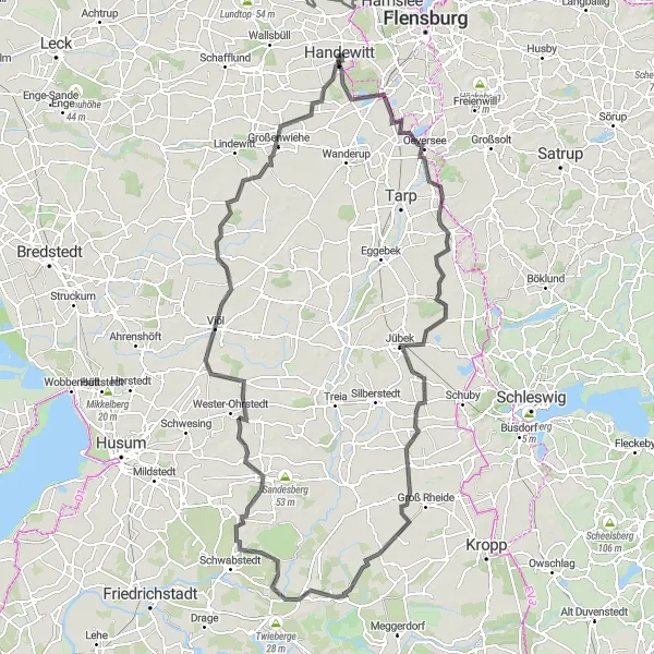 Map miniature of "Challenging hill ride" cycling inspiration in Schleswig-Holstein, Germany. Generated by Tarmacs.app cycling route planner