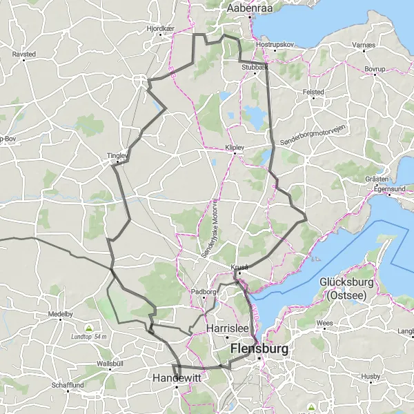 Karten-Miniaturansicht der Radinspiration "Radtour von Ellund nach Kruså" in Schleswig-Holstein, Germany. Erstellt vom Tarmacs.app-Routenplaner für Radtouren