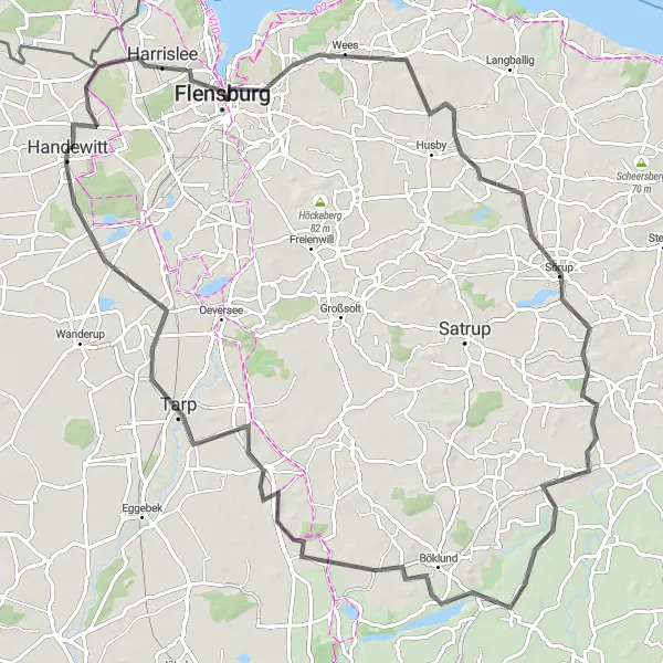 Karten-Miniaturansicht der Radinspiration "Radtour von Flensburg nach Tarp" in Schleswig-Holstein, Germany. Erstellt vom Tarmacs.app-Routenplaner für Radtouren