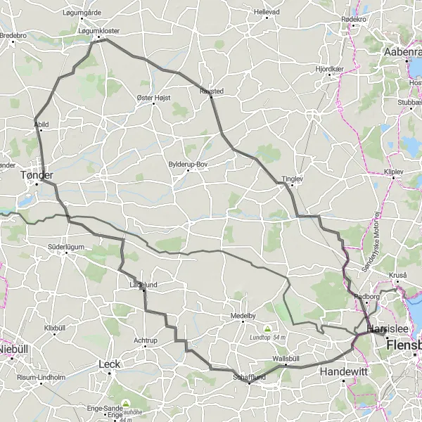 Karten-Miniaturansicht der Radinspiration "Tour von Harrislee nach Padborg" in Schleswig-Holstein, Germany. Erstellt vom Tarmacs.app-Routenplaner für Radtouren