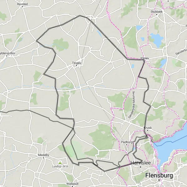 Map miniature of "Adventurous Ellund" cycling inspiration in Schleswig-Holstein, Germany. Generated by Tarmacs.app cycling route planner