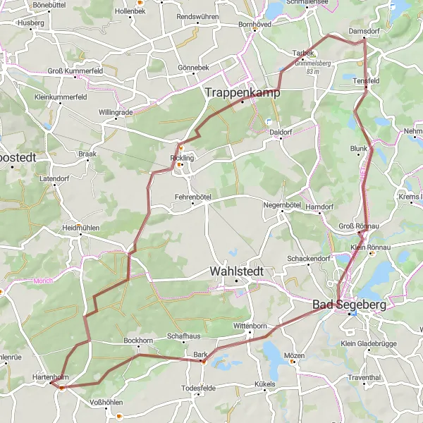 Map miniature of "Glashütte - Bad Segeberg Loop" cycling inspiration in Schleswig-Holstein, Germany. Generated by Tarmacs.app cycling route planner