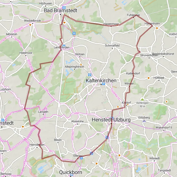 Map miniature of "Scenic Gravel Circuit: Lentföhrden and Routenblick" cycling inspiration in Schleswig-Holstein, Germany. Generated by Tarmacs.app cycling route planner