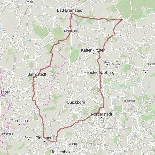 Map miniature of "Gravel Adventure: Oersdorf to Bad Bramstedt" cycling inspiration in Schleswig-Holstein, Germany. Generated by Tarmacs.app cycling route planner