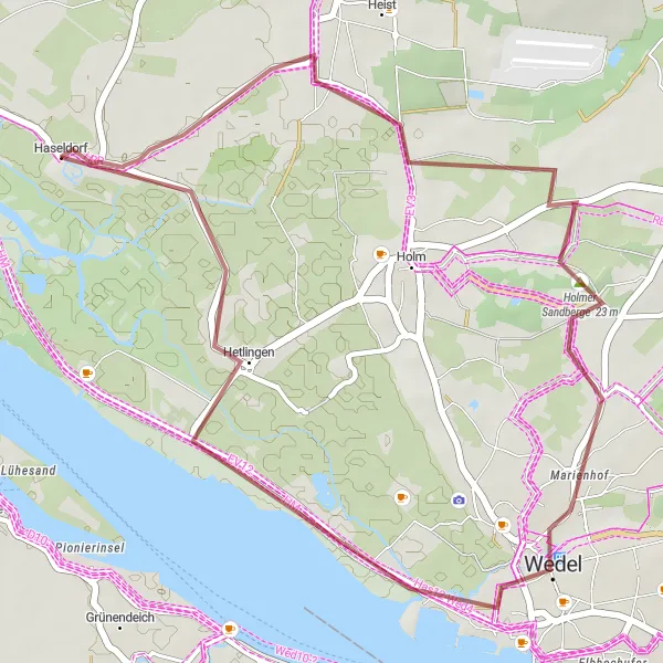 Karten-Miniaturansicht der Radinspiration "Holmer Sandberge-Route" in Schleswig-Holstein, Germany. Erstellt vom Tarmacs.app-Routenplaner für Radtouren
