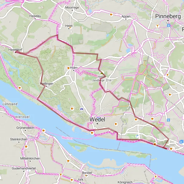 Map miniature of "The Holmer Sandberge Adventure" cycling inspiration in Schleswig-Holstein, Germany. Generated by Tarmacs.app cycling route planner