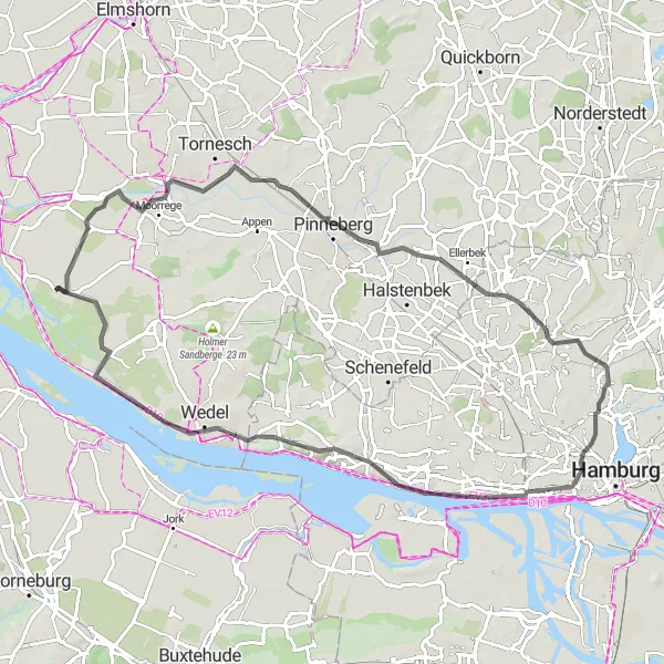 Map miniature of "The Haseldorf Loop" cycling inspiration in Schleswig-Holstein, Germany. Generated by Tarmacs.app cycling route planner