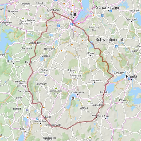Map miniature of "Picturesque Paths and Coastal Charms" cycling inspiration in Schleswig-Holstein, Germany. Generated by Tarmacs.app cycling route planner