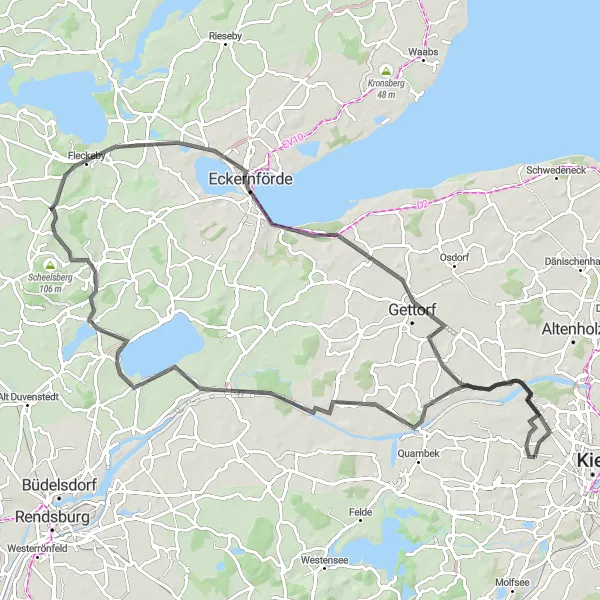 Map miniature of "Rural Roads and Scenic Splendors" cycling inspiration in Schleswig-Holstein, Germany. Generated by Tarmacs.app cycling route planner