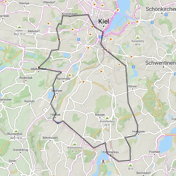 Map miniature of "Charming Road Escape: Rathausturm and Hasseldieksdamm" cycling inspiration in Schleswig-Holstein, Germany. Generated by Tarmacs.app cycling route planner