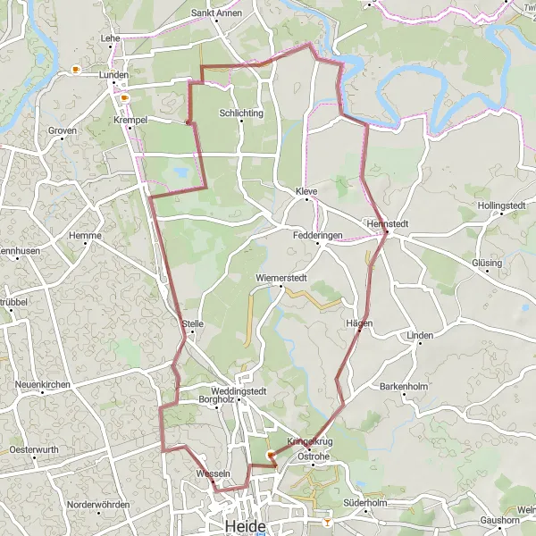 Map miniature of "Rural Charm: Stelle-Wittenwurth Loop" cycling inspiration in Schleswig-Holstein, Germany. Generated by Tarmacs.app cycling route planner