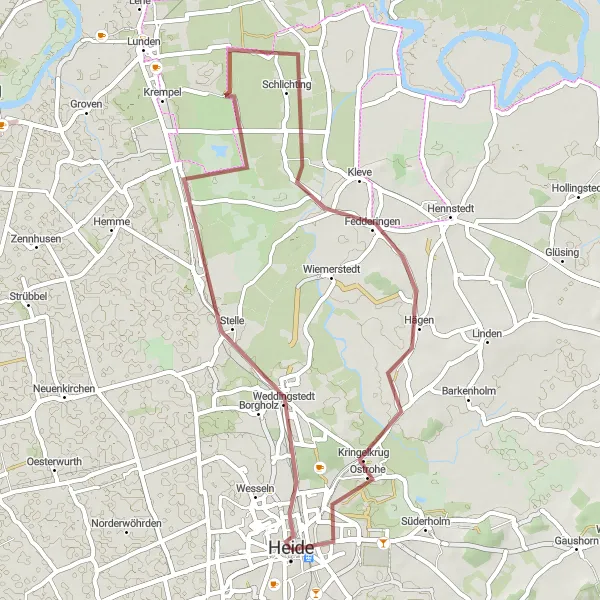 Map miniature of "Weddingstedt Loop" cycling inspiration in Schleswig-Holstein, Germany. Generated by Tarmacs.app cycling route planner