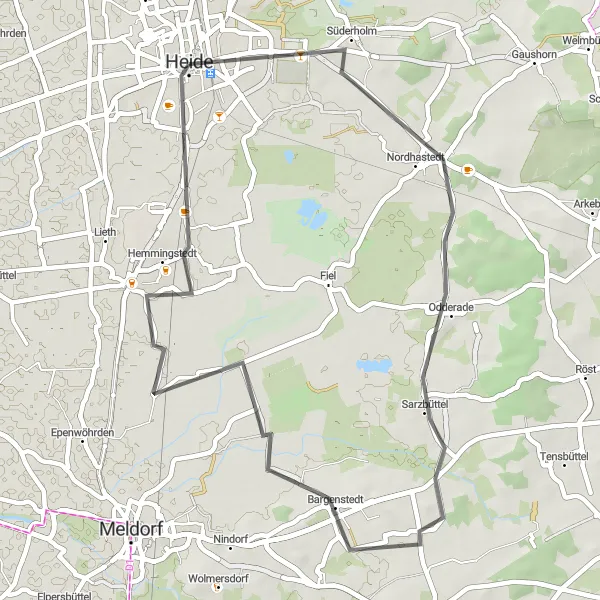 Karten-Miniaturansicht der Radinspiration "Entdecke die ländliche Schönheit" in Schleswig-Holstein, Germany. Erstellt vom Tarmacs.app-Routenplaner für Radtouren