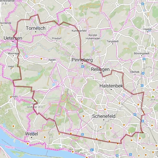Map miniature of "Discover Pinneberg and Rissen on a Gravel Adventure" cycling inspiration in Schleswig-Holstein, Germany. Generated by Tarmacs.app cycling route planner