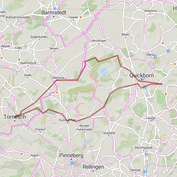 Map miniature of "Tornesch Gravel Ride" cycling inspiration in Schleswig-Holstein, Germany. Generated by Tarmacs.app cycling route planner