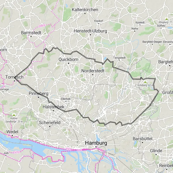 Karten-Miniaturansicht der Radinspiration "Road-Tour durch die grüne Landschaft" in Schleswig-Holstein, Germany. Erstellt vom Tarmacs.app-Routenplaner für Radtouren