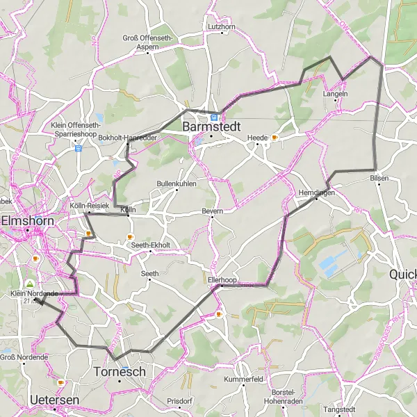 Map miniature of "Barmstedt Road Adventure" cycling inspiration in Schleswig-Holstein, Germany. Generated by Tarmacs.app cycling route planner