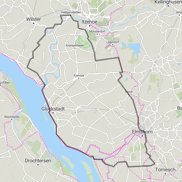 Map miniature of "Explore Groß Nordende and Elmshorn by Road Bike" cycling inspiration in Schleswig-Holstein, Germany. Generated by Tarmacs.app cycling route planner