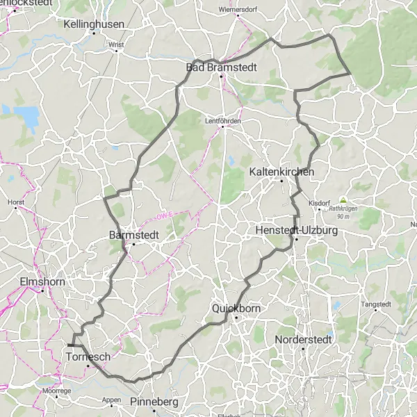 Map miniature of "Hitzhusen Loop" cycling inspiration in Schleswig-Holstein, Germany. Generated by Tarmacs.app cycling route planner