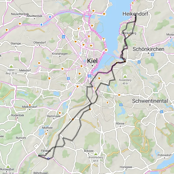 Map miniature of "Ölberg and Mönkeberg Highlights" cycling inspiration in Schleswig-Holstein, Germany. Generated by Tarmacs.app cycling route planner