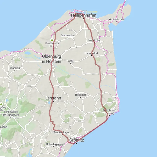 Map miniature of "Baltic Sea Viewpoint and Coastal Villages" cycling inspiration in Schleswig-Holstein, Germany. Generated by Tarmacs.app cycling route planner