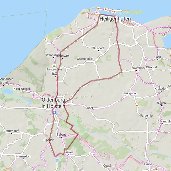 Karten-Miniaturansicht der Radinspiration "Abenteuerliche Gravel-Tour" in Schleswig-Holstein, Germany. Erstellt vom Tarmacs.app-Routenplaner für Radtouren