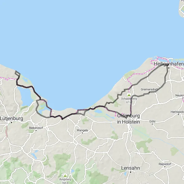 Map miniature of "Baltic Sea and Coastal Villages" cycling inspiration in Schleswig-Holstein, Germany. Generated by Tarmacs.app cycling route planner
