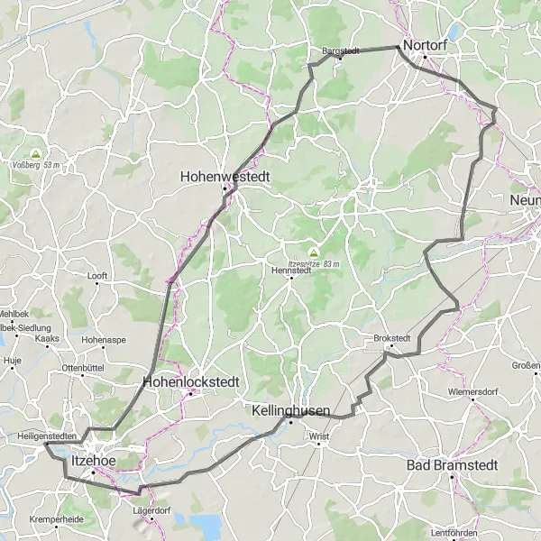 Karten-Miniaturansicht der Radinspiration "Road-Tour nach Bekmünde" in Schleswig-Holstein, Germany. Erstellt vom Tarmacs.app-Routenplaner für Radtouren
