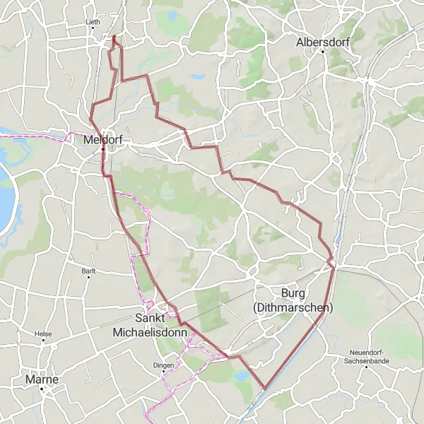 Map miniature of "The Dithmarschen Loop" cycling inspiration in Schleswig-Holstein, Germany. Generated by Tarmacs.app cycling route planner