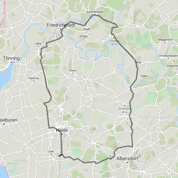 Map miniature of "Picturesque Coastal Bliss: Stelle-Wittenwurth to Pahlen" cycling inspiration in Schleswig-Holstein, Germany. Generated by Tarmacs.app cycling route planner