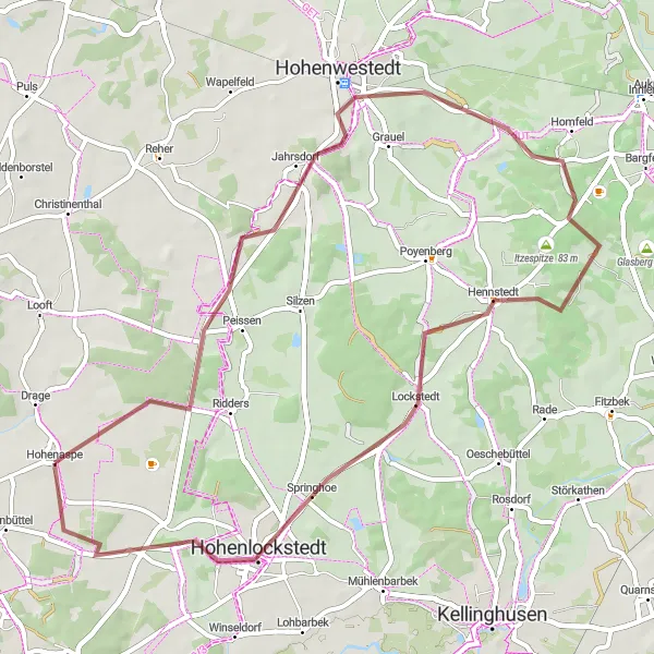 Map miniature of "Wiedenborstel Loop" cycling inspiration in Schleswig-Holstein, Germany. Generated by Tarmacs.app cycling route planner